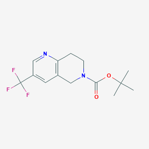 tert-Butyl 3-(trifluoromethyl)-7,8-dihydro-1,6-naphthyridine-6(5H)-carboxylate chemical structure (CAS 624734-26-5)