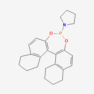 1-((11bS)-8,9,10,11,12,13,14,15-Octahydrodinaphtho[2,1-d:1',2'-f][1,3,2]dioxaphosphepin-4-yl)pyrrolidine chemical structure (CAS 625090-99-5)