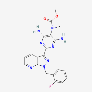 Methyl (4,6-diamino-2-(1-(2-fluorobenzyl)-1H-pyrazolo[3,4-b]pyridin-3-yl)pyrimidin-5-yl)(methyl)carbamate chemical structure (CAS 625115-55-1)