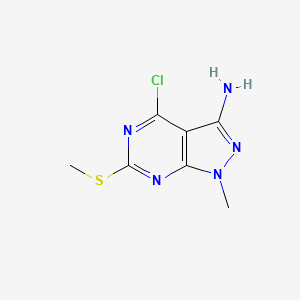 4-Chloro-1-methyl-6-(methylthio)-1H-pyrazolo[3,4-d]pyrimidin-3-amine chemical structure (CAS 627060-62-2)