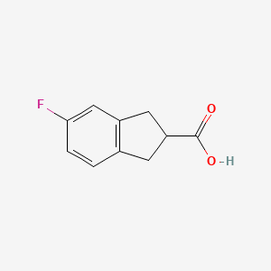 5-Fluoro-2,3-dihydro-1H-indene-2-carboxylic acid chemical structure (CAS 628732-07-0)
