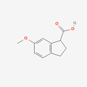 6-Methoxy-2,3-dihydro-1H-indene-1-carboxylic acid chemical structure (CAS 62956-62-1)