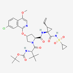 tert-Butyl ((S)-1-((2S,4R)-4-((7-chloro-4-methoxyisoquinolin-1-yl)oxy)-2-(((1R,2S)-1-((cyclopropylsulfonyl)carbamoyl)-2-vinylcyclopropyl)carbamoyl)pyrrolidin-1-yl)-3,3-dimethyl-1-oxobutan-2-yl)carbamate chemical structure (CAS 630420-16-5)