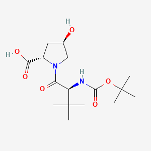 (2S,4R)-1-((S)-2-((tert-Butoxycarbonyl)amino)-3,3-dimethylbutanoyl)-4-hydroxypyrrolidine-2-carboxylic acid chemical structure (CAS 630421-46-4)