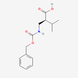 (S)-2-((((Benzyloxy)carbonyl)amino)methyl)-3-methylbutanoic acid chemical structure (CAS 631899-14-4)