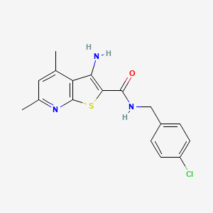 3-Amino-N-(4-chlorobenzyl)-4,6-dimethylthieno[2,3-b]pyridine-2-carboxamide chemical structure (CAS 633283-39-3)