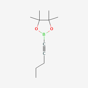 4,4,5,5-Tetramethyl-2-(pent-1-yn-1-yl)-1,3,2-dioxaborolane chemical structure (CAS 634196-62-6)