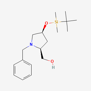 ((2S,4S)-1-Benzyl-4-((tert-butyldimethylsilyl)oxy)pyrrolidin-2-yl)methanol chemical structure (CAS 635299-82-0)