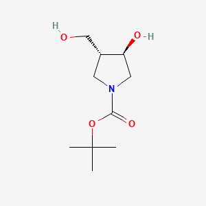 (3R,4R)-tert-Butyl 3-hydroxy-4-(hydroxymethyl)pyrrolidine-1-carboxylate chemical structure (CAS 635319-09-4)