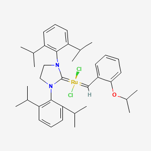 Dichloro[1,3-bis(2,6-isopropylphenyl)-2-imidazolidinylidene](2-isopropoxyphenylmethylene)ruthenium(II) chemical structure (CAS 635679-24-2)