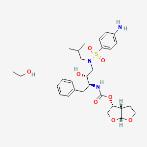 (3R,3AS,6aR)-Hexahydrofuro[2,3-b]furan-3-yl ((2S,3R)-4-(4-amino-N-isobutylphenylsulfonamido)-3-hydroxy-1-phenylbutan-2-yl)carbamate Ethanolate chemical structure (CAS 635728-49-3)