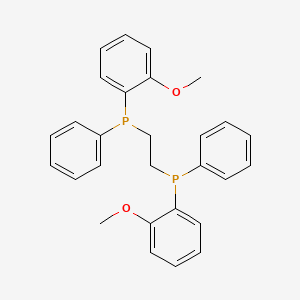 1,2-Bis((2-methoxyphenyl)(phenyl)phosphanyl)ethane chemical structure (CAS 63589-61-7)