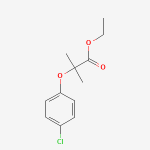 Ethyl 2-(4-chlorophenoxy)-2-methylpropanoate chemical structure (CAS 637-07-0)