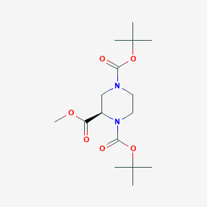 (R)-1,4-Di-tert-butyl 2-methyl piperazine-1,2,4-tricarboxylate chemical structure (CAS 637027-24-8)
