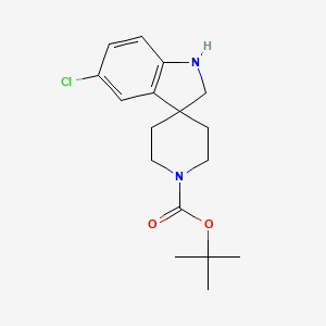 tert-Butyl 5-chlorospiro[indoline-3,4'-piperidine]-1'-carboxylate chemical structure (CAS 637362-21-1)