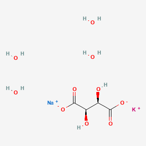 Potassium sodium (2R,3R)-2,3-dihydroxysuccinate tetrahydrate chemical structure (CAS 6381-59-5)