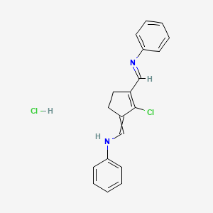 N-((2-Chloro-3-((phenylimino)methyl)cyclopent-2-en-1-ylidene)methyl)aniline hydrochloride chemical structure (CAS 63856-99-5)