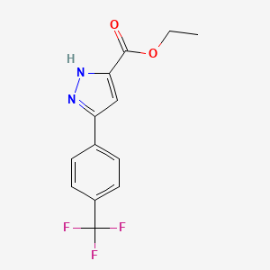 Ethyl 3-(4-(trifluoromethyl)phenyl)-1H-pyrazole-5-carboxylate chemical structure (CAS 639784-60-4)