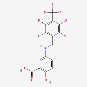 2-Hydroxy-5-((2,3,5,6-tetrafluoro-4-(trifluoromethyl)benzyl)amino)benzoic acid chemical structure (CAS 640290-67-1)