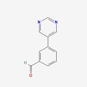 3-(Pyrimidin-5-yl)benzaldehyde chemical structure (CAS 640769-70-6)