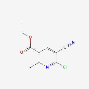 Ethyl 6-chloro-5-cyano-2-methylpyridine-3-carboxylate chemical structure (CAS 64119-42-2)