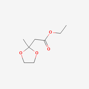 Ethyl 2-(2-methyl-1,3-dioxolan-2-yl)acetate chemical structure (CAS 6413-10-1)