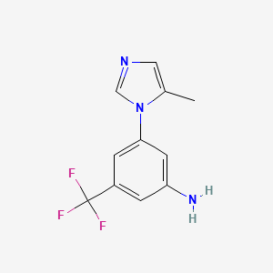 3-(5-Methyl-1H-imidazol-1-yl)-5-(trifluoromethyl)aniline chemical structure (CAS 641571-16-6)
