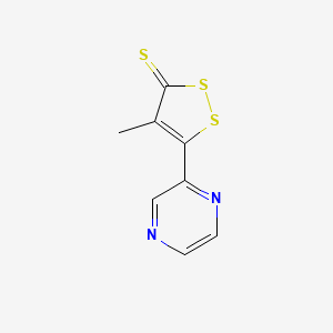 4-Methyl-5-(pyrazin-2-yl)-3H-1,2-dithiole-3-thione chemical structure (CAS 64224-21-1)