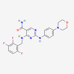 2-((4-Morpholinophenyl)amino)-4-((2,3,6-trifluorobenzyl)amino)pyrimidine-5-carboxamide chemical structure (CAS 643082-52-4)