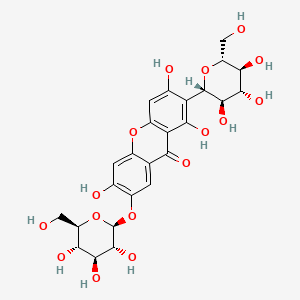 1,3,6-Trihydroxy-2-((2S,3R,4R,5S,6R)-3,4,5-trihydroxy-6-(hydroxymethyl)tetrahydro-2H-pyran-2-yl)-7-(((2S,3R,4S,5S,6R)-3,4,5-trihydroxy-6-(hydroxymethyl)tetrahydro-2H-pyran-2-yl)oxy)-9H-xanthen-9-one chemical structure (CAS 64809-67-2)