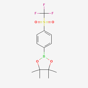 4,4,5,5-Tetramethyl-2-(4-((trifluoromethyl)sulfonyl)phenyl)-1,3,2-dioxaborolane chemical structure (CAS 648904-89-6)