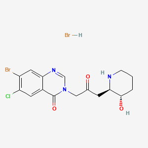 7-Bromo-6-chloro-3-(3-((2S,3R)-rel-3-hydroxypiperidin-2-yl)-2-oxopropyl)quinazolin-4(3H)-one hydrobromide chemical structure (CAS 64924-67-0)