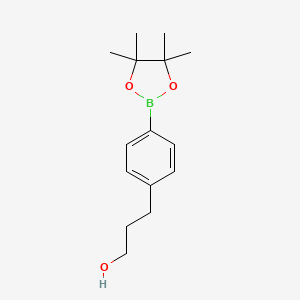 3-(4-(4,4,5,5-Tetramethyl-1,3,2-dioxaborolan-2-yl)phenyl)propan-1-ol chemical structure (CAS 651030-57-8)