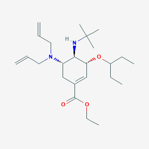 (3R,4R,5S)-Ethyl 4-(tert-butylamino)-5-(diallylamino)-3-(pentan-3-yloxy)cyclohex-1-enecarboxylate chemical structure (CAS 651324-06-0)
