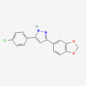 3-(Benzo[d][1,3]dioxol-5-yl)-5-(4-chlorophenyl)-1H-pyrazole chemical structure (CAS 651717-17-8)