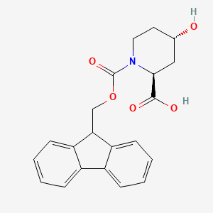 (2S,4S)-1-(((9H-Fluoren-9-yl)methoxy)carbonyl)-4-hydroxypiperidine-2-carboxylic acid chemical structure (CAS 653589-47-0)