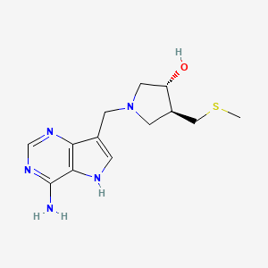 (3R,4S)-1-((4-Amino-5H-pyrrolo[3,2-d]pyrimidin-7-yl)methyl)-4-((methylthio)methyl)pyrrolidin-3-ol chemical structure (CAS 653592-04-2)