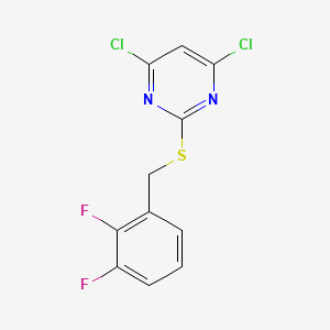4,6-Dichloro-2-((2,3-difluorobenzyl)thio)pyrimidine chemical structure (CAS 654073-29-7)
