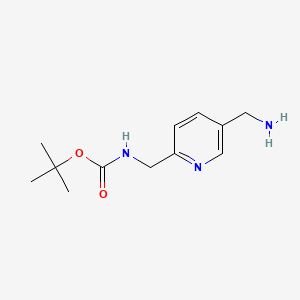 tert-Butyl ((5-(aminomethyl)pyridin-2-yl)methyl)carbamate chemical structure (CAS 654679-12-6)