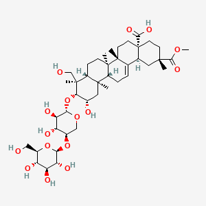 (2S,4aR,6aS,6bR,8aR,9R,10R,11S,12aR,12bR,14bS)-10-(((2S,3R,4R,5R)-3,4-Dihydroxy-5-(((2S,3R,4S,5S,6R)-3,4,5-trihydroxy-6-(hydroxymethyl)tetrahydro-2H-pyran-2-yl)oxy)tetrahydro-2H-pyran-2-yl)oxy)-11-hydroxy-9-(hydroxymethyl)-2-(methoxycarbonyl)-2,6a,6b,9,12 chemical structure (CAS 65497-07-6)