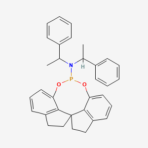 (11aR)-N,N-Bis((S)-1-phenylethyl)-4,5,6,7-tetrahydrodiindeno[7,1-de:1',7'-fg][1,3,2]dioxaphosphocin-12-amine chemical structure (CAS 656233-47-5)