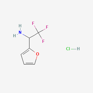 2,2,2-Trifluoro-1-(furan-2-yl)ethan-1-amine hydrochloride chemical structure (CAS 65686-91-1)