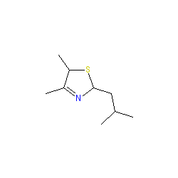 2-Isobutyl-4,5-dimethyl-3-thiazoline chemical structure (CAS 65894-83-9)