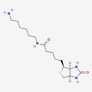 N-(6-Aminohexyl)-5-((3aS,4S,6aR)-2-oxohexahydro-1H-thieno[3,4-d]imidazol-4-yl)pentanamide chemical structure (CAS 65953-56-2)