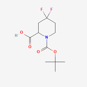 1-(Tert-butoxycarbonyl)-4,4-difluoropiperidine-2-carboxylic acid chemical structure (CAS 661458-34-0)