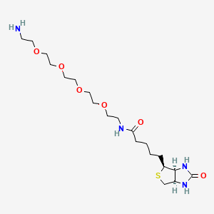 N-(14-Amino-3,6,9,12-tetraoxatetradecyl)-5-((3aS,4S,6aR)-2-oxohexahydro-1H-thieno[3,4-d]imidazol-4-yl)pentanamide chemical structure (CAS 663171-32-2)