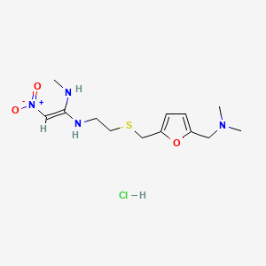 N-(2-(((5-((Dimethylamino)methyl)furan-2-yl)methyl)thio)ethyl)-N'-methyl-2-nitroethene-1,1-diamine hydrochloride chemical structure (CAS 66357-59-3)