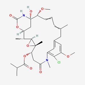 (14S,16S,32S,33S,2R,4S,10E,12E,14R)-86-Cchloro-14-hydroxy-85,14-dimethoxy-33,2,7,10-tetramethyl-12,6-dioxo-7-aza-1(6,4)-oxazinana-3(2,3)-oxirana-8(1,3)-benzenacyclotetradecaphane-10,12-dien-4-yl isobutyrate chemical structure (CAS 66584-72-3)