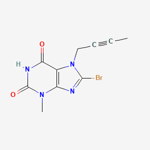 8-Bromo-7-(but-2-yn-1-yl)-3-methyl-1H-purine-2,6(3H,7H)-dione chemical structure (CAS 666816-98-4)