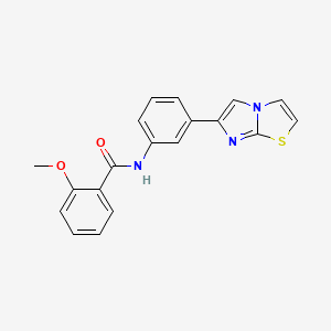 N-(3-(Imidazo[2,1-b]thiazol-6-yl)phenyl)-2-methoxybenzamide chemical structure (CAS 667910-69-2)